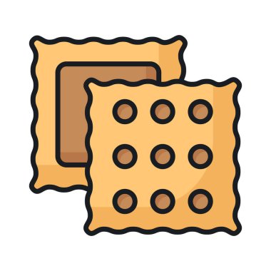 İçinde çikolatalı krema olan taze bisküviler, pişmiş çikolatalı kurabiye vektörünü tanımlar.