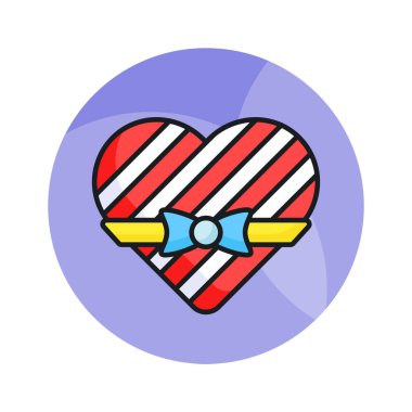 Kalp şeklinde bir paket çikolata, kurdele yayı, çikolatanın düz vektörü.