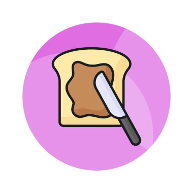 Bıçak ve çikolata ezmeli dilimlenmiş ekmek, modaya uygun bir tost ikonu.