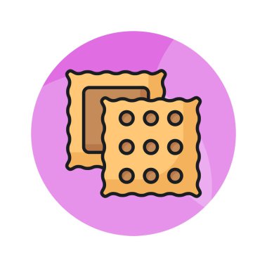 İçinde çikolatalı krema olan taze bisküviler, pişmiş çikolatalı kurabiye vektörünü tanımlar.