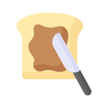 Bıçak ve çikolata ezmeli dilimlenmiş ekmek, modaya uygun bir tost ikonu.