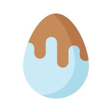 Çikolata soslu yumurta ikonu, kakao yumurtası vektörü beyaz arka planda izole edilmiş.