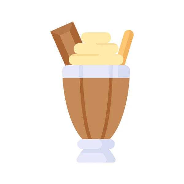 Glass Chocolate Milkshake Icon Delicious Chocolate Sundae Vector — Stock Vector