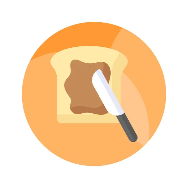 Snijbrood Met Mes Chocoladepasta Toast Icoon Trendy Stijl — Stockvector