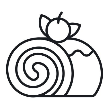 Çikolata kremalı İsviçre dürümleri, modern sünger kek ikonu.