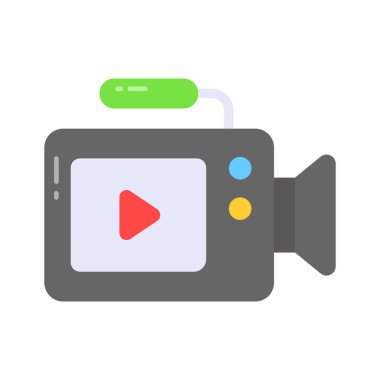 Beyaz arkaplanda izole edilmiş profesyonel video kamera vektör tasarımı