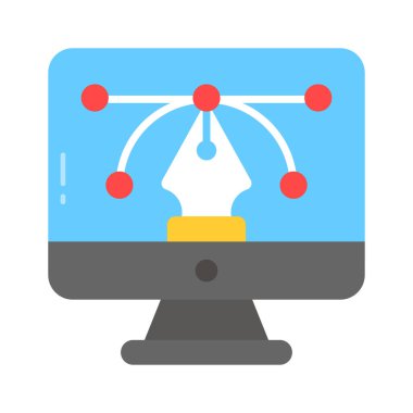 İçerideki kalem aracı, dijital sanatın konsept simgesini düz biçimde gösterir