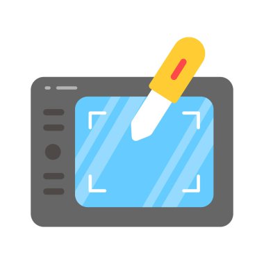 Tablet simgesi çizerek, düz biçimli dijital grafik tablet vektör tasarımı