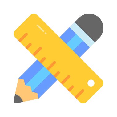 Kalem ve cetvel çizim aracı vektör tasarımını moda biçiminde gösterir