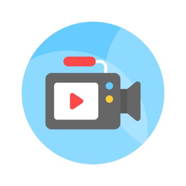 Beyaz arkaplanda izole edilmiş profesyonel video kamera vektör tasarımı