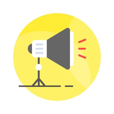 Modern tarzda stüdyo ışığının düz vektörü, düzenlenebilir tarzda spot ışığı simgesi