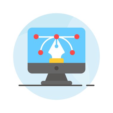 İçerideki kalem aracı, dijital sanatın konsept simgesini düz biçimde gösterir