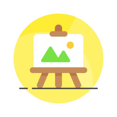 Peyzaj tuvali resim vektörü modern düz stil, simge kullanmaya hazır