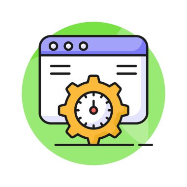 Web sayfası ile hız ölçer trend biçiminde hız testi vektör tasarımını gösterir