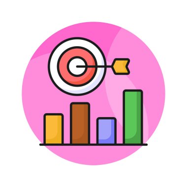 İş hedefi vektör tasarımı, beyaz arkaplanda izole edilmiş, hedefli iş analizleri