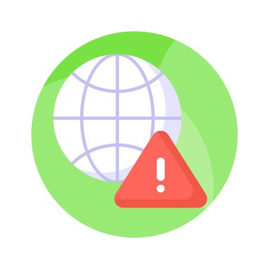 Küresel ekonomi uyarı vektör tasarımını simgeleyen ünlem işaretli dünya küresi