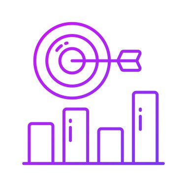 İş hedefi vektör tasarımı, beyaz arkaplanda izole edilmiş, hedefli iş analizleri