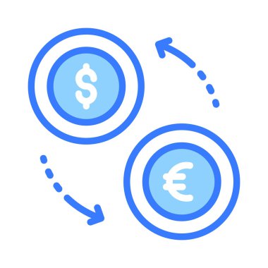 Para değişim vektörü, para birimi dönüştürücü simgesini belirten oklu para birimi
