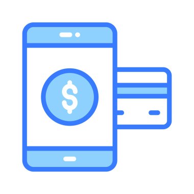 Cep telefonu konseptine sahip banka kartı cep telefonu ödemesi veya çevrimiçi ödeme simgesi
