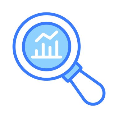 İş analizinin vektör tasarımını gösteren büyüteç altında büyüyen grafik