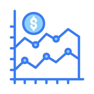 Finansal grafiğin konsept simgesi olan dolar, iş grafiği vektörü