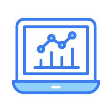 Dizüstü bilgisayarın içindeki büyüme grafiği modern tarzda iş haritasının vektör tasarımını gösteriyor