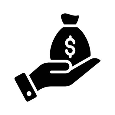 El ele tutuşan para çantası, modaya uygun tasarruf simgesi, premium vektör tasarımı