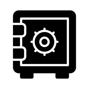 Banka kasası para tasarrufu için, düzenlenebilir bir banka dolabı simgesi, premium vektör