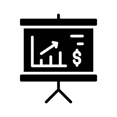 Düzenlenebilir stil ve iş analizi vektörü olarak iyi hazırlanmış bir sunum panosu simgesi