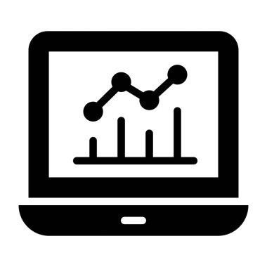 Dizüstü bilgisayarın içindeki büyüme grafiği modern tarzda iş haritasının vektör tasarımını gösteriyor