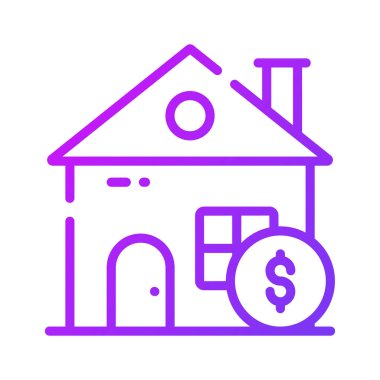 Dolar parasıyla ev kredisi konsept vektörünü modern tarzda gösteren ev