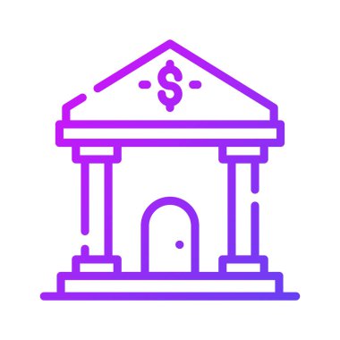 Banka inşaatının konsept vektörünü modern tarzda ifade eden sütunlarla inşa etmek