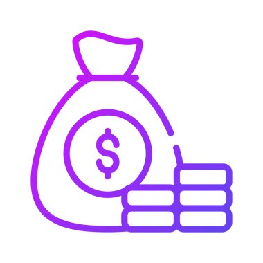 Dolar bozukluklu para çantası, modaya uygun tasarruf simgesi, premium vektör tasarımı