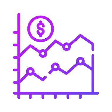 Finansal grafiğin konsept simgesi olan dolar, iş grafiği vektörü