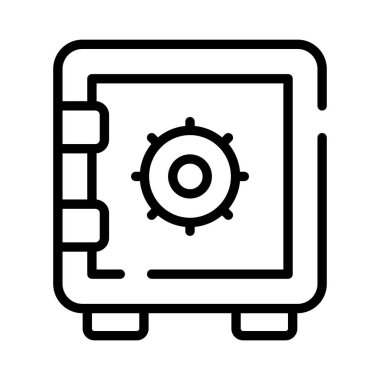 Banka kasası para tasarrufu için, düzenlenebilir bir banka dolabı simgesi, premium vektör