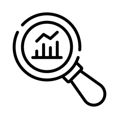 İş analizinin vektör tasarımını gösteren büyüteç altında büyüyen grafik