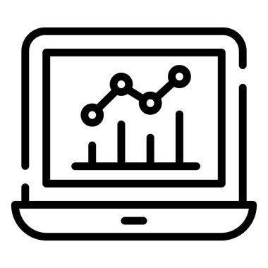 Dizüstü bilgisayarın içindeki büyüme grafiği modern tarzda iş haritasının vektör tasarımını gösteriyor