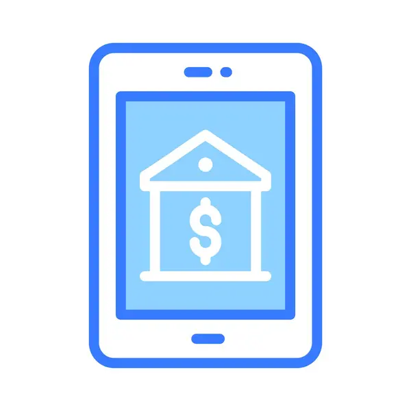 Banca Dentro Mobile Icona Concetto Denotazione App Bancaria Pronto Uso — Vettoriale Stock