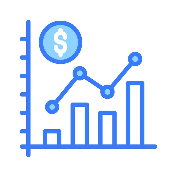 財務データの分析と解釈を表す棒グラフとドルコイン 財務データ分析ベクトル — ストックベクタ