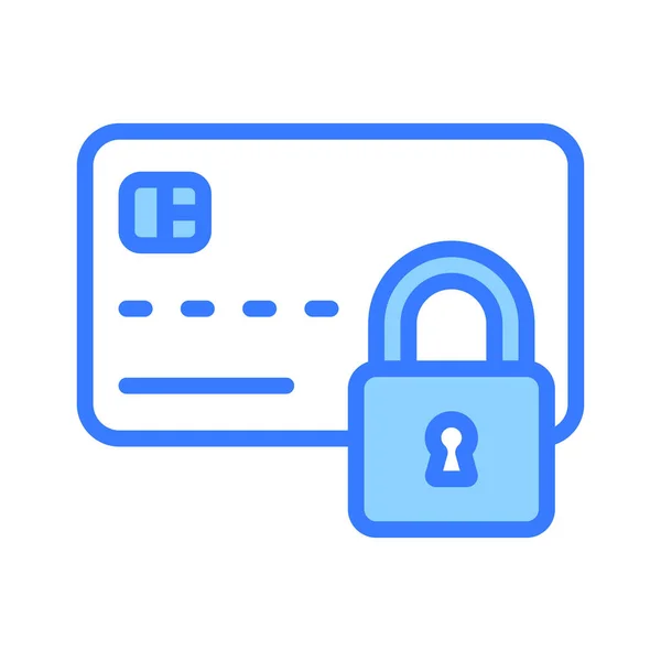 Atm Card Met Hangslot Beveiligd Betaalconcept Icoon Credit Card Security — Stockvector