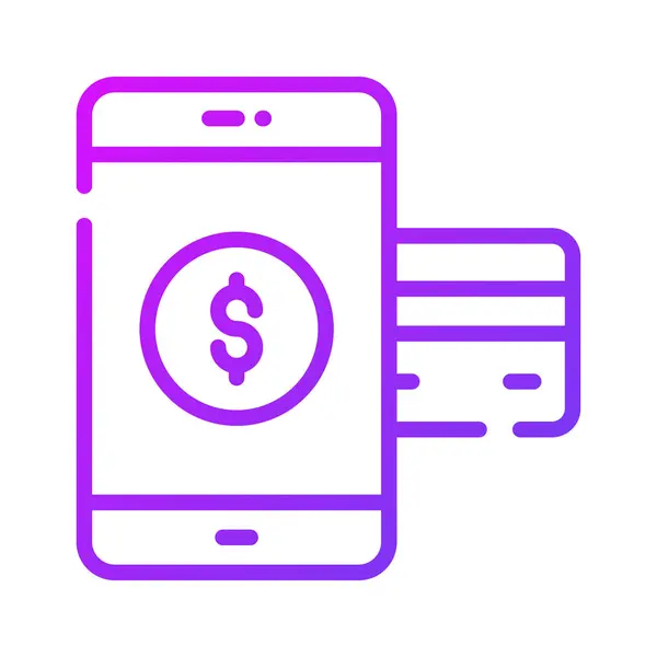 Bankkarte Mit Mobiltelefon Die Das Konzept Des Mobilen Zahlungsverkehrs Oder — Stockvektor