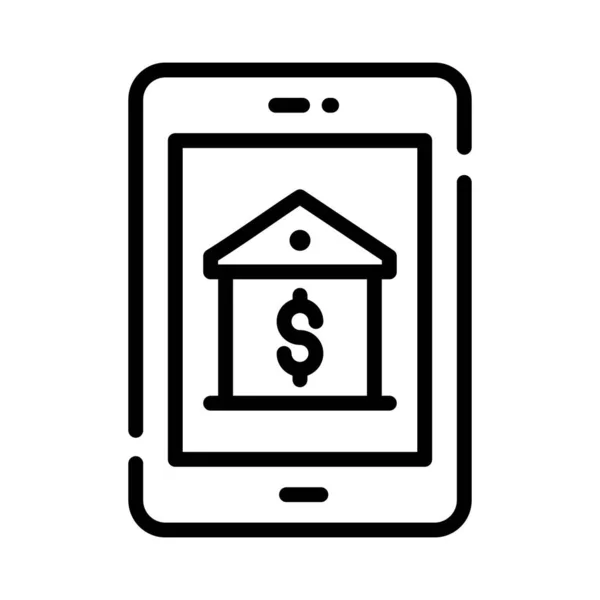 Banca Dentro Mobile Icona Concetto Denotazione App Bancaria Pronto Uso — Vettoriale Stock