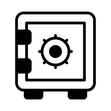 Banka kasası para tasarrufu için, düzenlenebilir bir banka dolabı simgesi, premium vektör