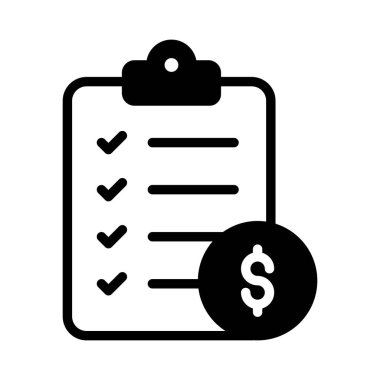 Moda biçiminde finansal kontrol listesi vektör tasarımı, düzenlenebilir simge