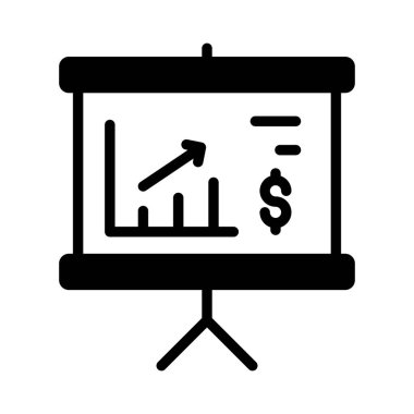 Düzenlenebilir stil ve iş analizi vektörü olarak iyi hazırlanmış bir sunum panosu simgesi