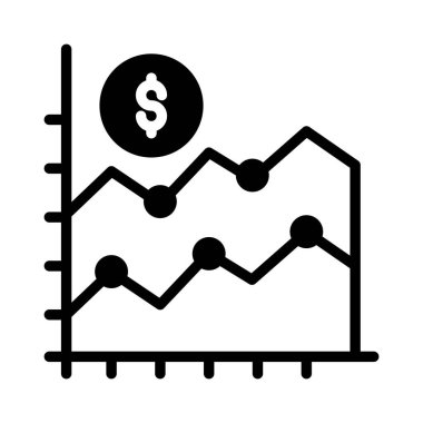 Finansal grafiğin konsept simgesi olan dolar, iş grafiği vektörü