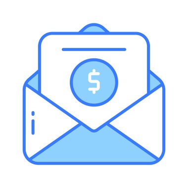 Zarfın içindeki mali posta konsepti simgesini gösteren dolar içeren belge