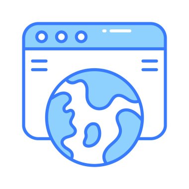 Küresel web sitesi konsept vektörünü gösteren web sayfası