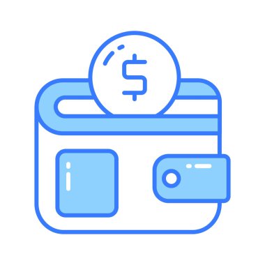 Nakit cüzdanın düz vektörü, düzenlenebilir para birimine sahip cüzdan simgesi