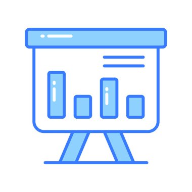 İş grafiksel sunumunun bir simgesi, istatistiksel sunum vektörü